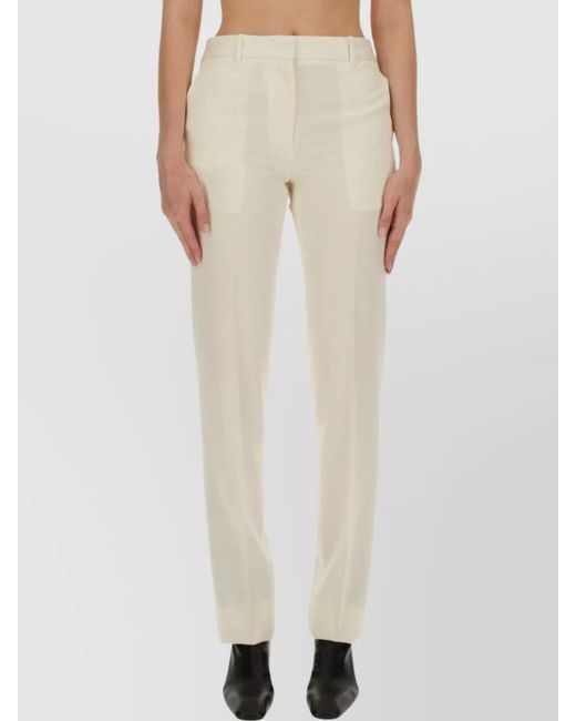 Jil Sander White Wool Regular-Fit Tailored Trousers