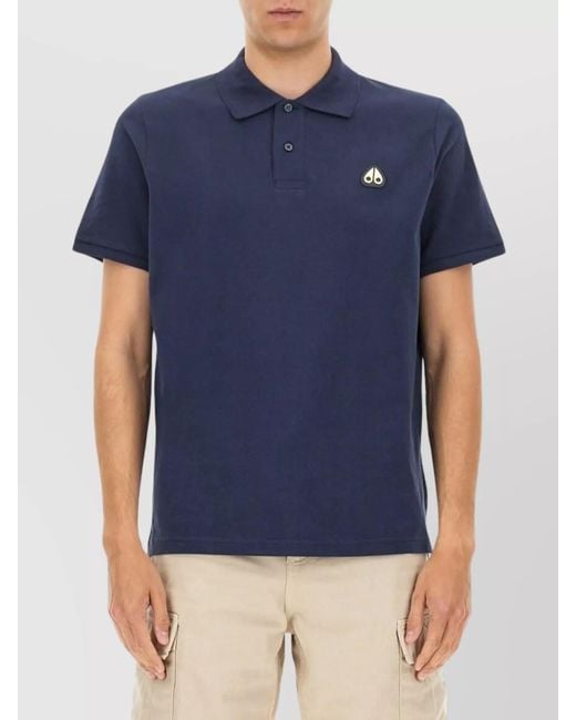 Moose Knuckles Blue Cotton Regular-Fit Polo Shirt for men