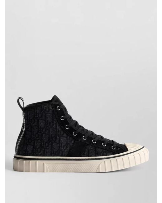 Dior Black High Top Sneakers Contrast Detailing Rubber Sole for men