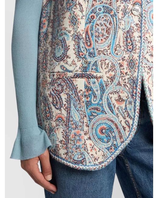 Etro White Jacquard Paisley Floral Stretch Cotton Vest