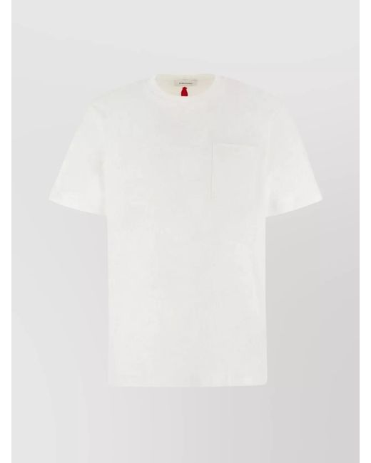 Ferragamo White Ribbed Cotton Logo Print T-Shirt for men