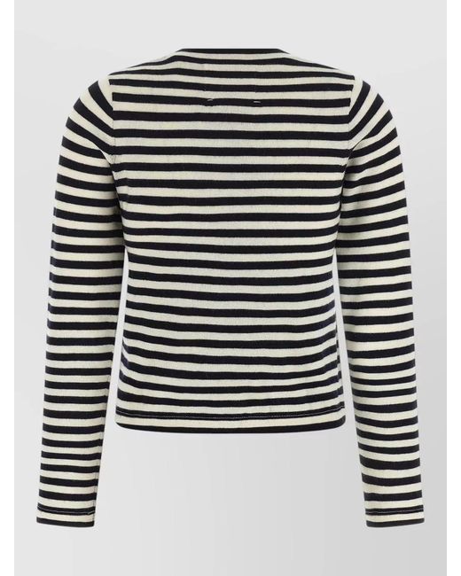 Extreme Cashmere Black Lisa 451 Crew Neck Striped Sweater
