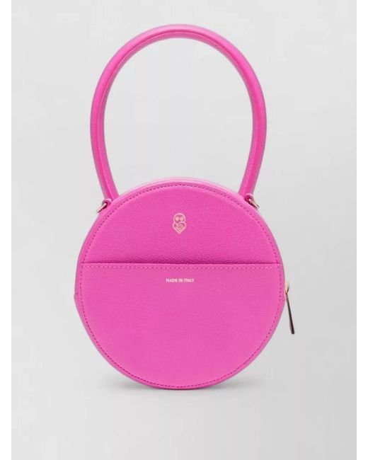 AZ FACTORY Pink Leather Grained Mini Clutch Bag