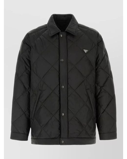 Prada Black Polyester Down Jacket Casual Style for men