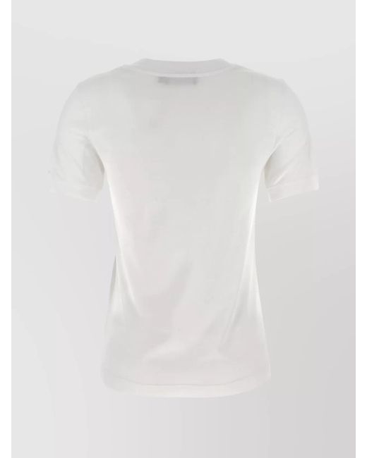 Dolce & Gabbana White Cotton Logo Embroidered T-Shirt