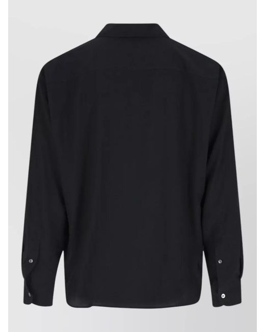 AMI Blue Silk Relaxed-Fit Long-Sleeve Shirt for men