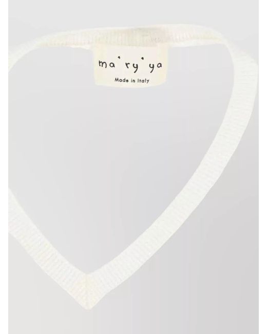 Ma'ry'ya White Knit Sweater Long Sleeves V Neckline