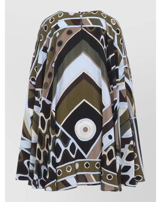 Emilio Pucci Black Silk Mini Dress Cape Design
