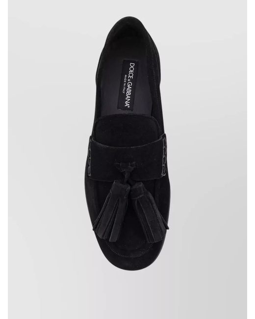 Dolce & Gabbana Black Leather Suede Loafers for men