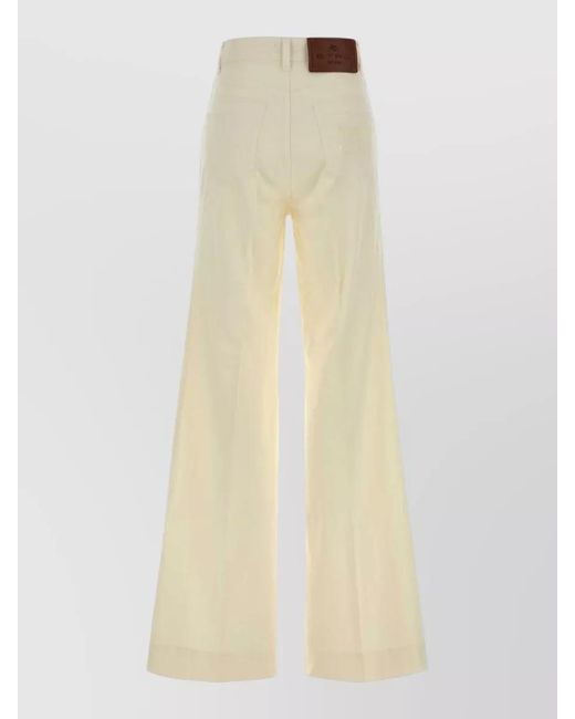 Etro Natural Stretch Cotton Wide-Leg Trousers