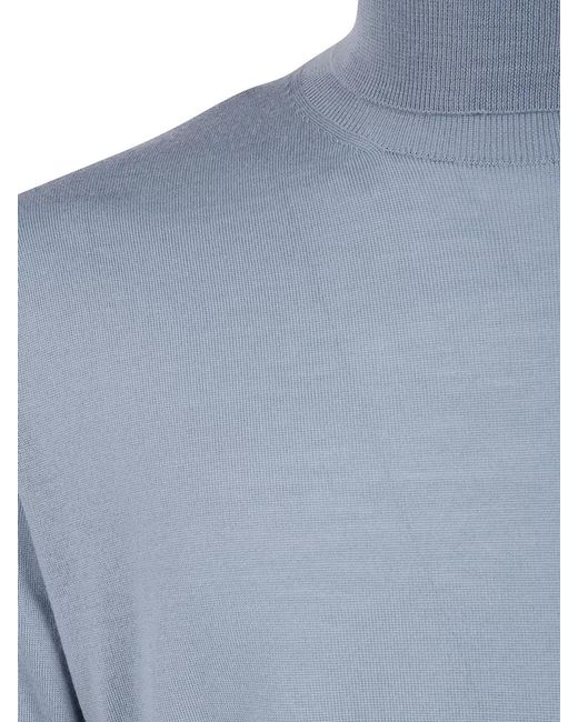 Filippo De Laurentis Blue Virgin Wool Turtleneck Jumper for men