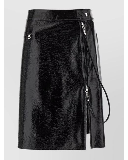 Courreges Black Vinyl Fitted Skirt