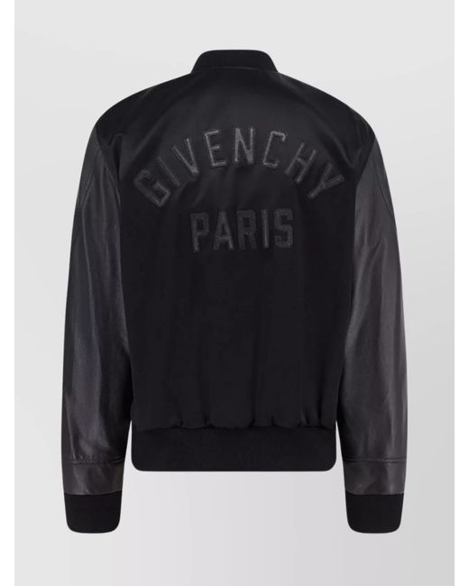 Givenchy Blue Leather And Satin Bomber Jacket for men
