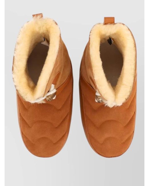 Moon Boot Natural Leather Shearling Slippers