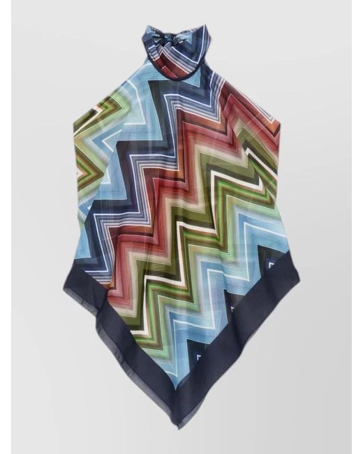 Missoni Blue Zigzag Knot Halterneck Top