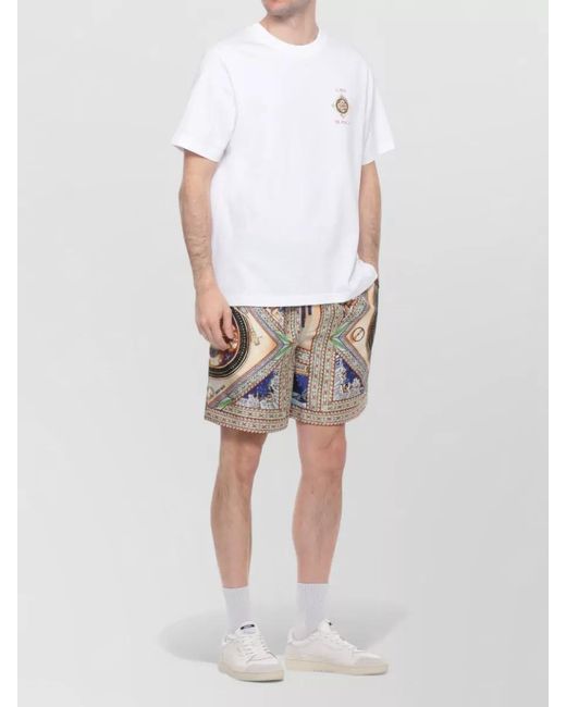 Casablanca Blue Silk Printed Tailored Shorts for men