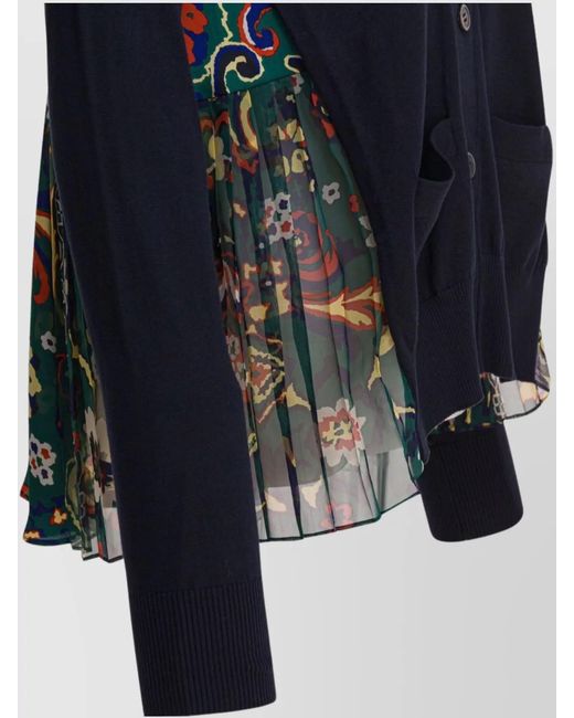 Sacai Blue Floral Print Cardigan