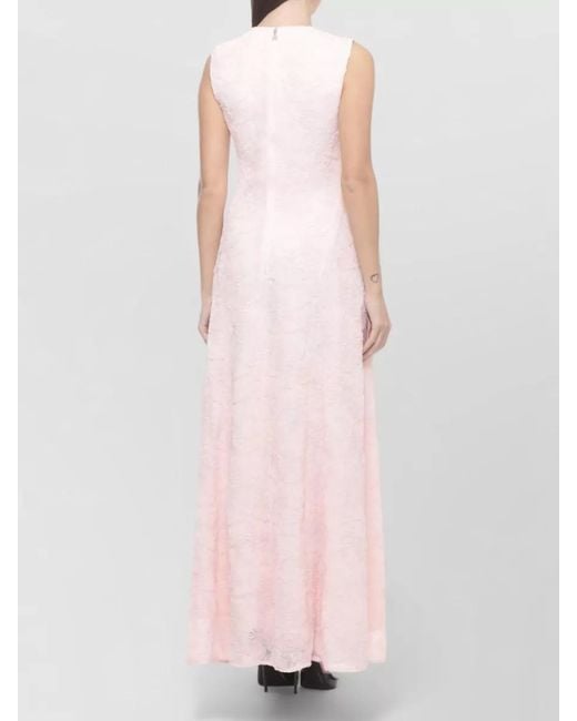 ROTATE BIRGER CHRISTENSEN Pink Textured Sleeveless Maxi Dress