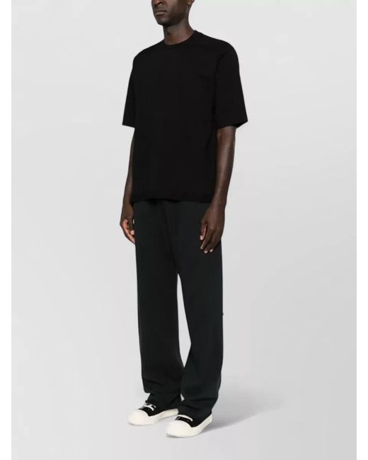 Rick Owens Black Ribbed Crewneck Cotton Short-Sleeve T-Shirt for men