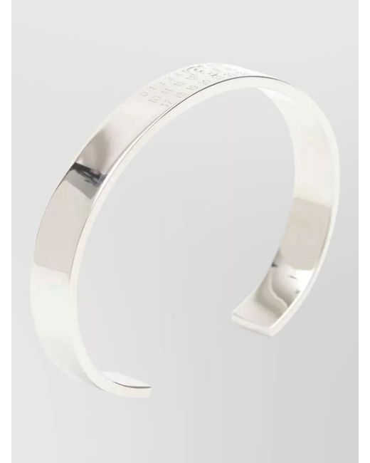 MM6 by Maison Margiela White Logo Brass Open Cuff Bracelet
