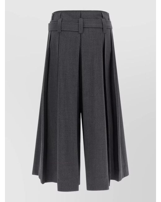 Brunello Cucinelli Gray High Waist Pleated Virgin Wool Bermuda Shorts
