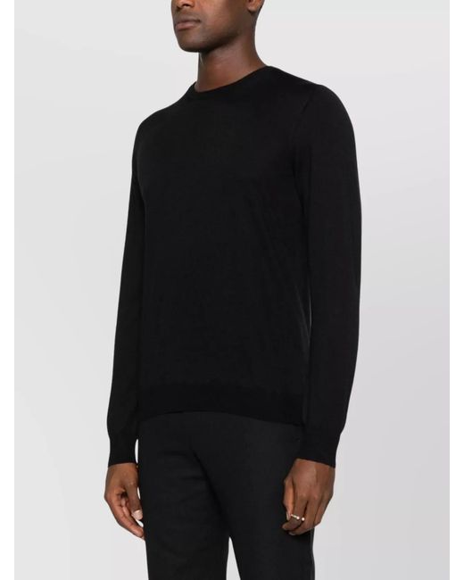 Tagliatore Black Wool Silk Crew Neck Jumper for men