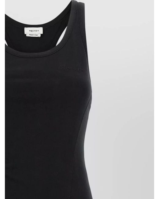 McQueen Black Corset Midi Dress Lace Up Racerback
