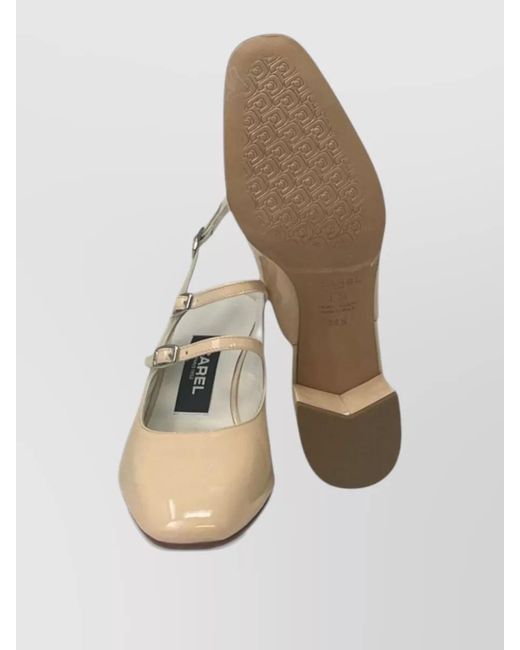 CAREL PARIS Natural Patent Leather Slingback Pumps