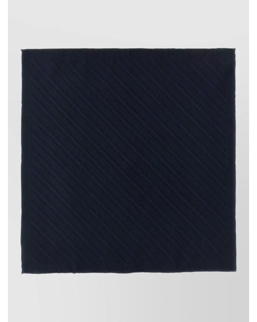 Brunello Cucinelli Blue Regimental Pure Silk Pocket Square for men