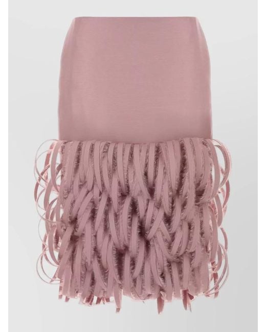 Balenciaga Pink Wool Blend Mini Skirt High Waist Fringe