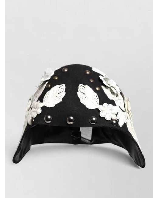 Dolce & Gabbana Black Wool Floral Cloche Hat