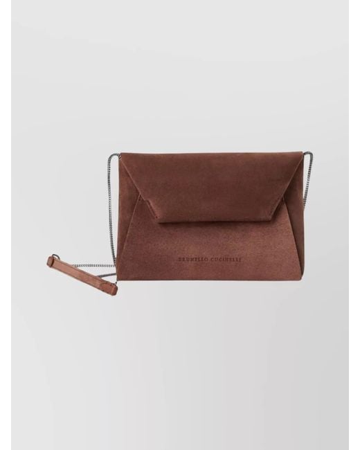 Brunello Cucinelli Brown Mini Bag With Chain Strap Design