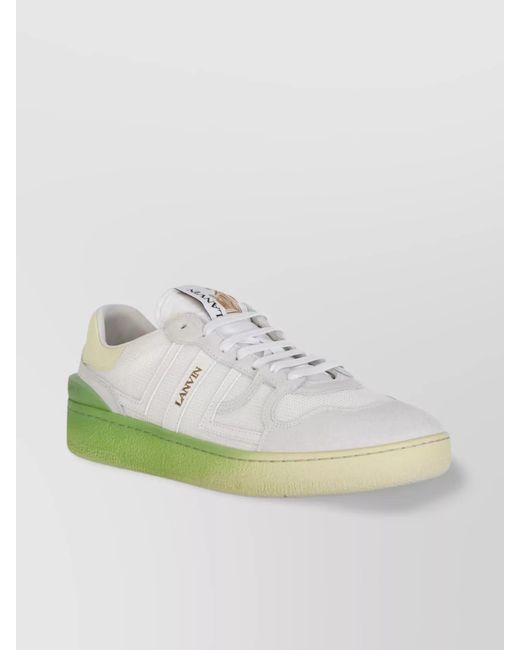 Lanvin Green Mesh And Suede Low-Top Sneakers