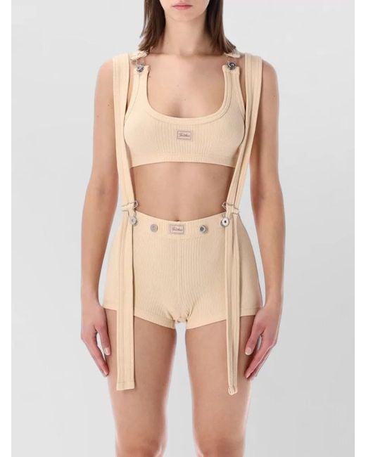 Jean Paul Gaultier Natural Cotton Ribbed Bra Top