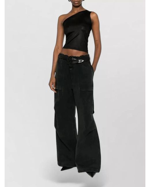 Rick Owens Black One-Shoulder Asymmetric Sleeveless Top