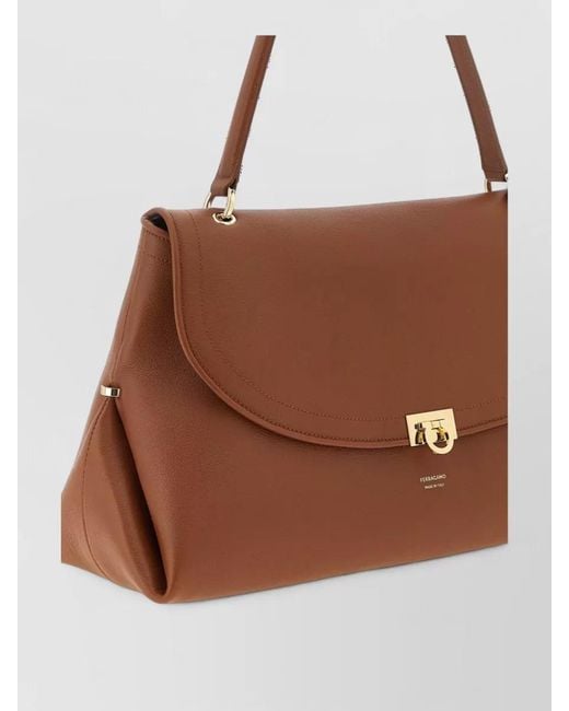 Ferragamo Brown Studio Bag Large Leather Tote Bag