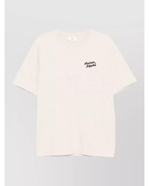 Maison Kitsuné Natural Organic Cotton Embroidered Short-Sleeve T-Shirt for men