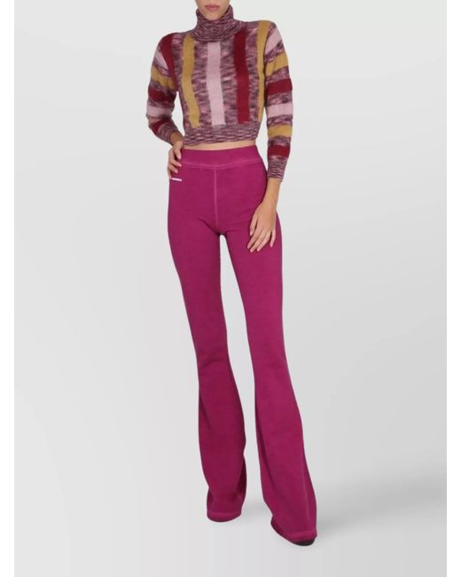 DSquared² Pink Mohair High-Neck Cropped Knitted Top