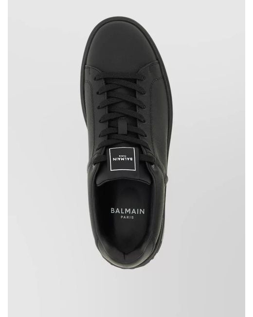 Balmain Black B Court Lace Up Low Top Sneakers for men