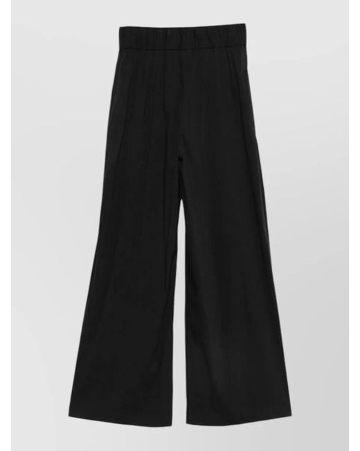 Semicouture Black Jhonny Cotton Trousers Wide Leg Style