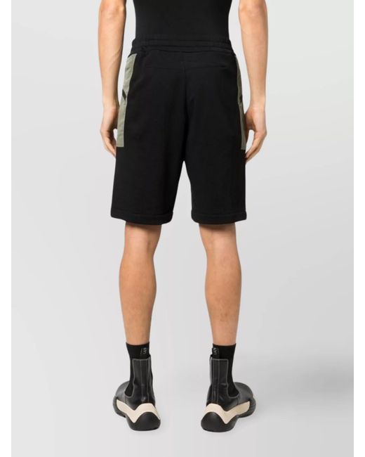 McQueen Black Cotton Logo Print Knee-Length Track Shorts for men