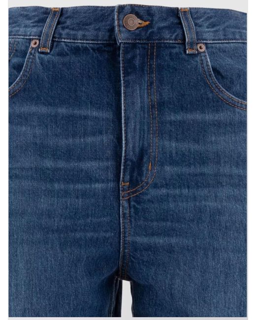 Chloé Blue Cotton Regular-Fit Wide-Leg Jeans