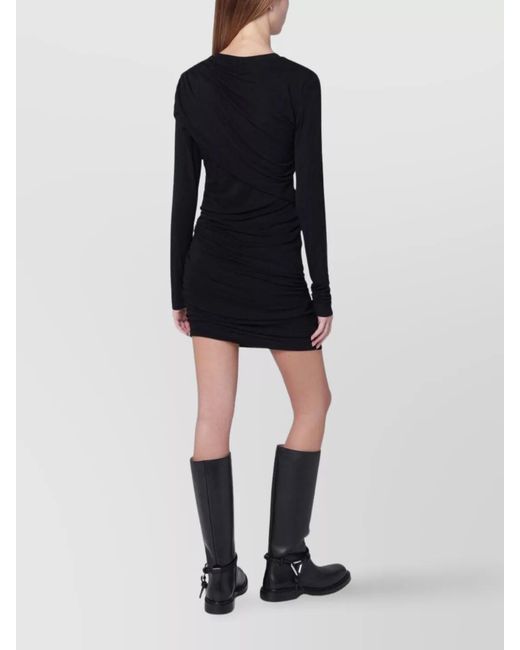 Isabel Marant Black Draped Jersey Knee-Length Dress