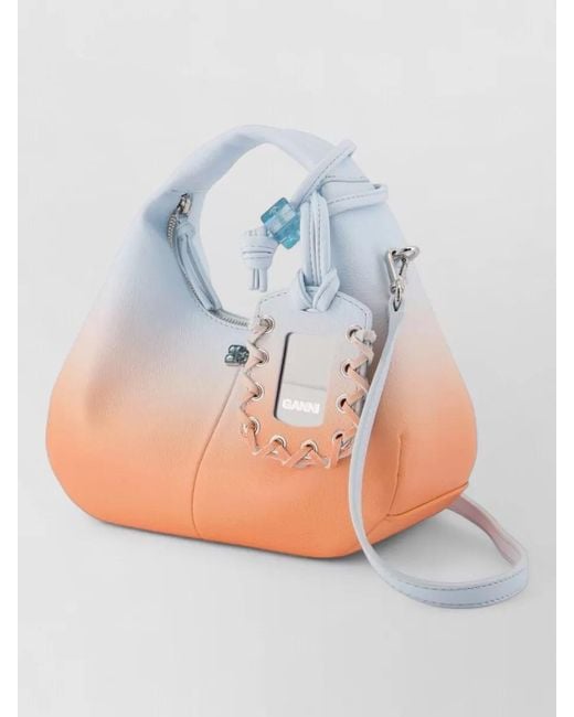 Ganni Blue Mini Hobo Shoulder Bag Synthetic Multicolour