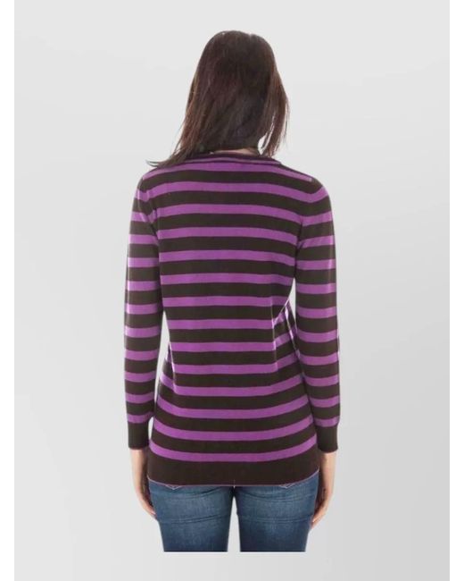 Fred Perry Purple Cashmere Wool V-Neck Sweater