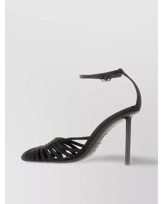 Ferragamo White Leather Ankle-Strap Pumps