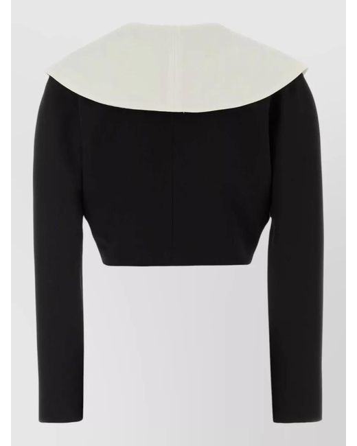 Alessandra Rich Black Wool Crepe Blazer