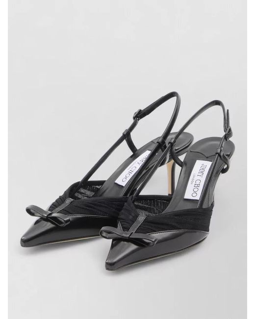 Jimmy Choo Gray Leather Mesh Slingback Pumps