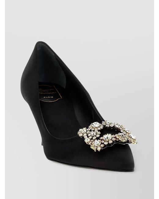 Roger Vivier Black Silk Efflorescence Pumps