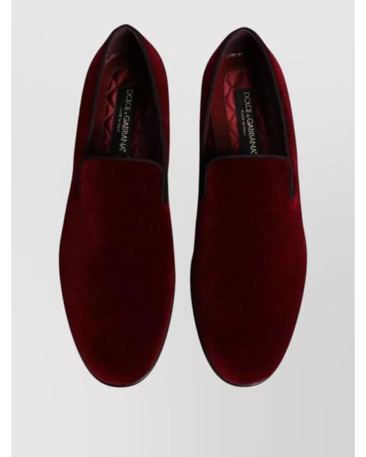 Dolce & Gabbana Red Velvet Slip-On Loafers for men